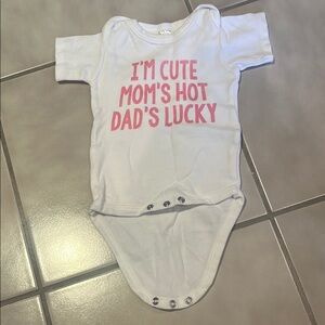 White and Pink Kids One Piece Graphic Funny 3-6 Months